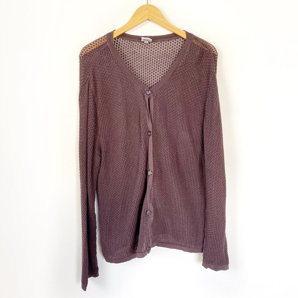 Vintage CP Shades Open Knit Button Front Cardigan Sweater Size Medium